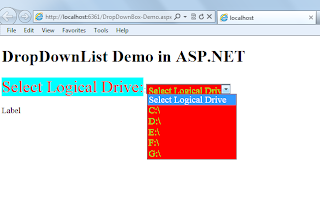 how to get logical drives and driveinfo in asp.net using C#