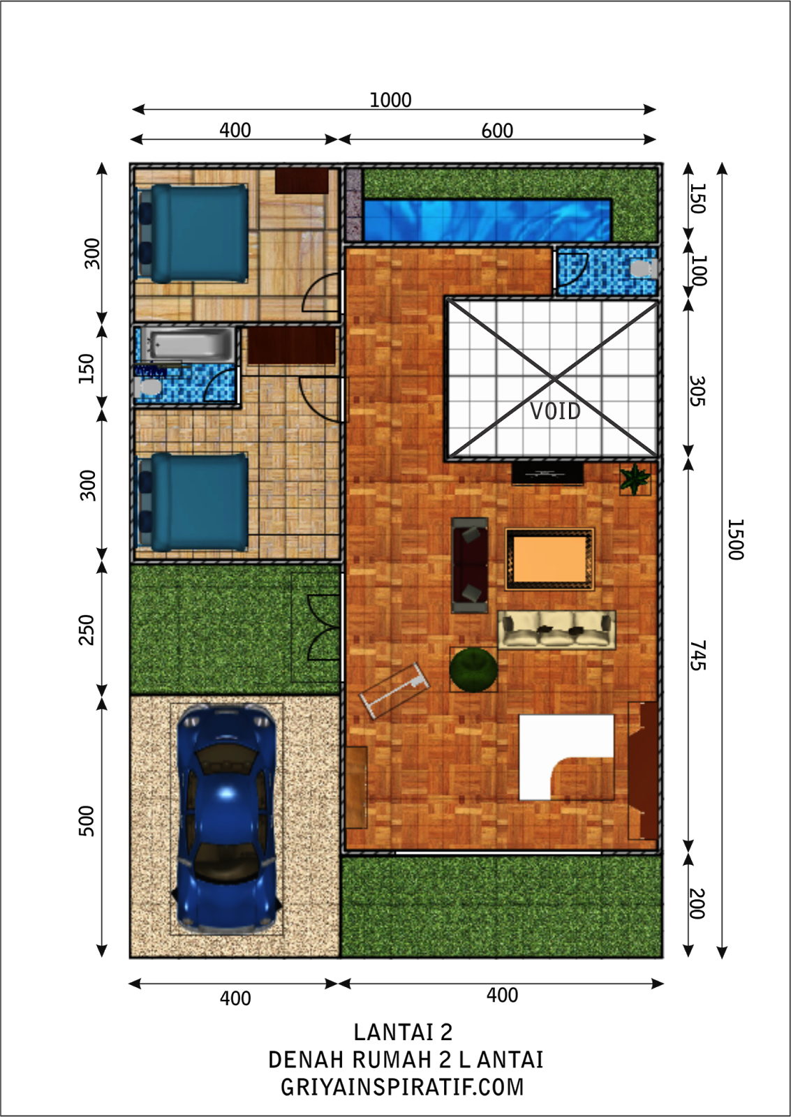 Image Gambar 1 Denah Rumah 2 Lantai Di Lahan 150m2 Download