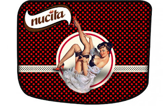 Pin Up in Black with Red Polka Dots Free Printable Candy Bar Nucita Labels.