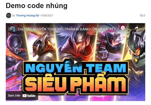 Cách nhúng video trên youtube vào blogger đơn giản