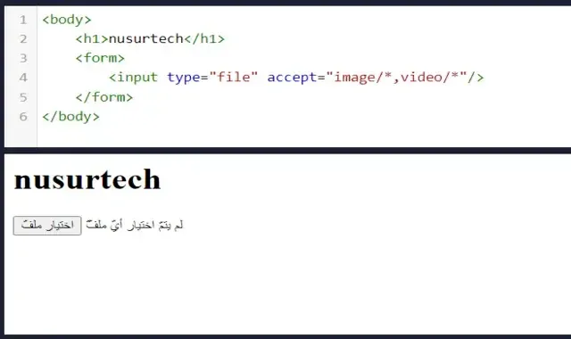 القيمة file في وسم input