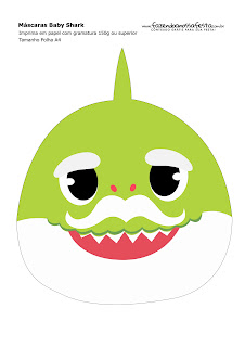 Baby Shark: Máscaras para Imprimir Gratis.