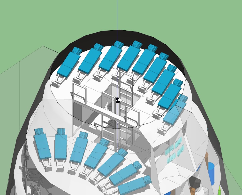 Deck 8 (Observation) of SpaceX 100-passenger Starship interior concept by Joseph Lantz