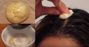 potatoes contain potassium,vitamin c and iron all  of which are vital for maintaining hair health