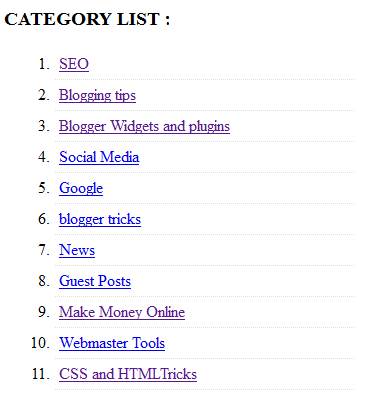 Label List with Links