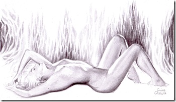 Danae desen in creion sau femeie nud - Nude woman pencil drawing