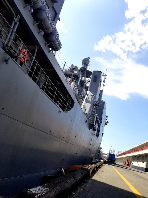 LA Fleet Week 2019 LA Waterfront San Pedro Port of Los Angeles, California Bow USS Comstock LSD-45