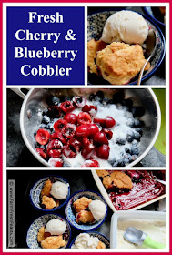 A colorful and comforting dessert combining fresh cherries and blueberries under a sweet dough crust. Serve this with vanilla ice cream for a naturally red, white, and blue treat!