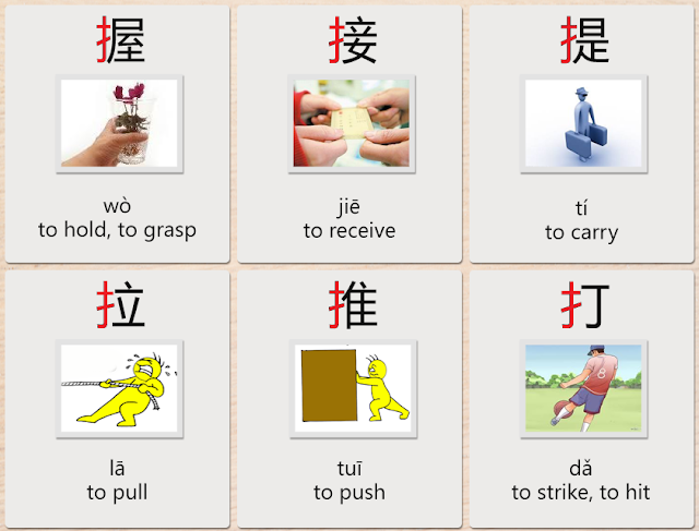 китайские иероглифы с ключом "рука"