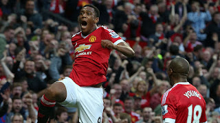 Anthony Martial celebrating his Manchester United goal