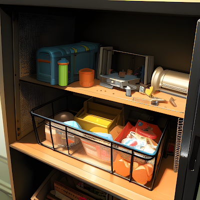 a dusty model toy is misplaced in the cabinet, highly detailed, sharp focus