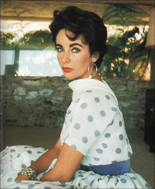 1950s polka dot dress Elizabeth Taylor Just Peachy, Darling