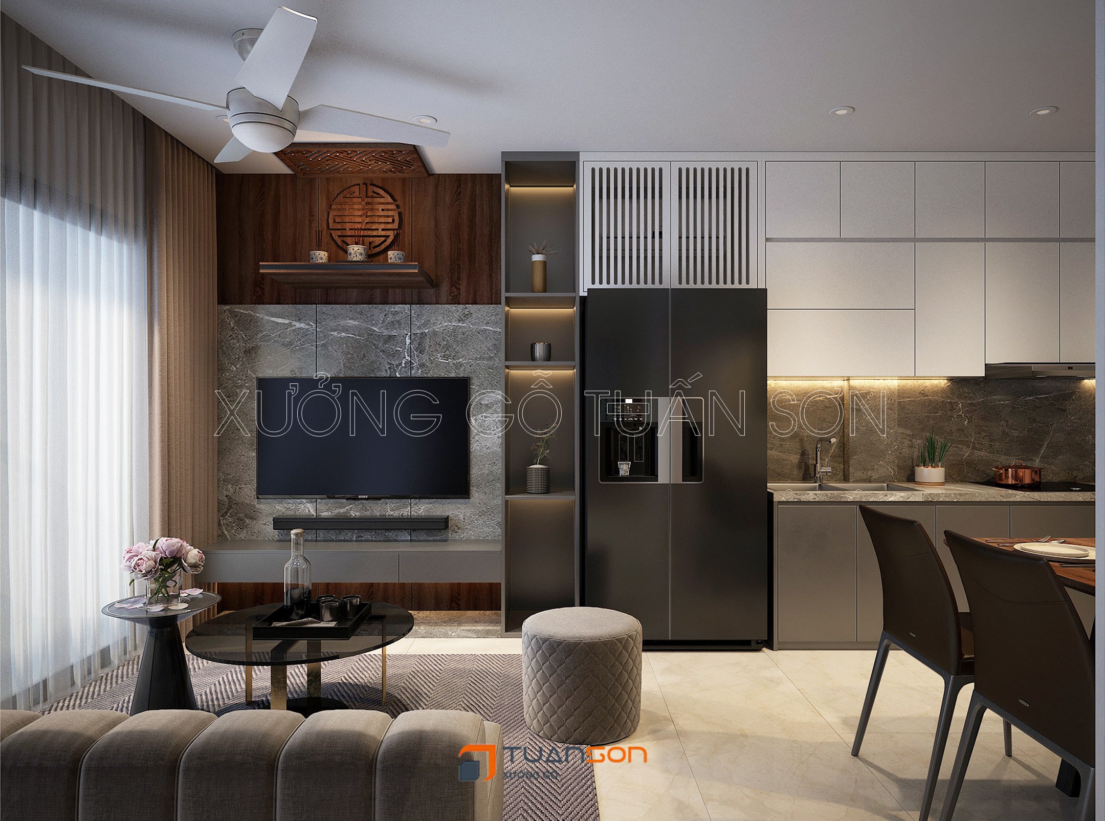 Thiết kế nội thất căn hộ 2PN+1 (64m2) Imperia Smart City Tây Mỗ