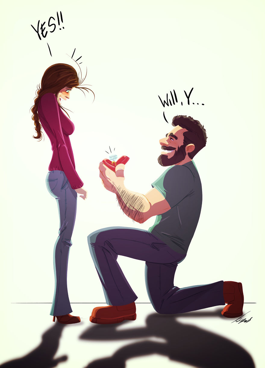 Man Draws Funny Comics Illustrating Everyday Life With His Partner - I Just Got Engaged