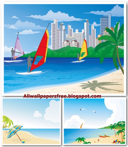 Summer Beach Vector Illustrations Wallpapers