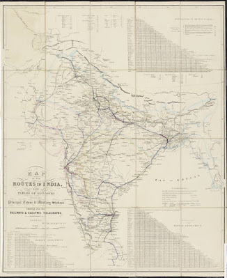 Map of the routes in India: with tables of distances between the principal military towns & military stations. New edition published 1857.