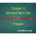 Grade-10-Second term test-English Literature Question Papers and Answer Sheets