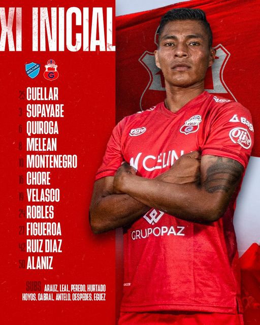 alineacion de Bolivar vs guabira