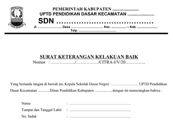 Contoh Surat Kelakuan Baik Doc Untuk Berbagai Kebutuhan Berkas Sekolah