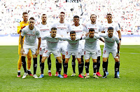 SEVILLA F. C. Temporada 2019-20. Vaclik, Joan Jordán, De Jong, Koundé, Gudelj, Diego Carlos. Lucas Ocampos, Reguilón, Jesús Navas, Suso y Ever Banega. ATLÉTICO DE MADRID 2 🆚 SEVILLA F. C. 2. Sábado 07/03/2020, 16:00 horas. Campeonato de Liga de 1ª División, jornada 27ª. Madrid, estadio Wanda Metropolitano: 60.422 espectadores. GOLES: ⚽0-1: 19’, Luuk De Jong. ⚽1-1: 32’, Álvaro Morata, de penalti. ⚽2-1: 35’, João Félix. ⚽2-2: 43’, Lucas Ocampos, de penalti.