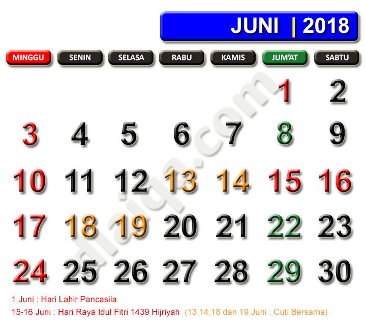 Kalender 2018 Indonesia Beserta Liburan Kejepit A