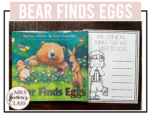 Bear Finds Eggs book activities unit with literacy printables, reading companion activities, lesson ideas, and a craft for Kindergarten and First Grade