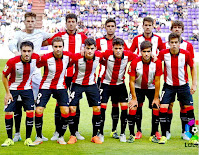 BILBAO ATHLETIC - Bilbao, Vizcaya, España - Temporada 1015-16 - Remiro, Vesga,  Óscar Gil, Saborit y Yeray; Unai López, Santamaría, Iru, Guarrotxena, Undabarrena y Seguín - REAL VALLADOLID C. F. 1 (Juan Villar) BILBAO ATHLETIC 0 - 12/09/2015 - Liga de 2ª División, jornada 4 - Valladolid, estadio José Zorrilla