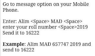 Alim Result sms example