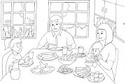 43+ Trend Gambar Mewarnai Keluarga Makan Bersama