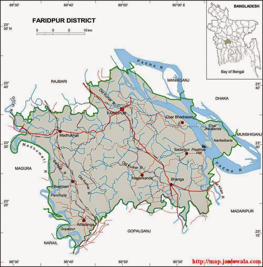 faridpur zila map of bangladesh