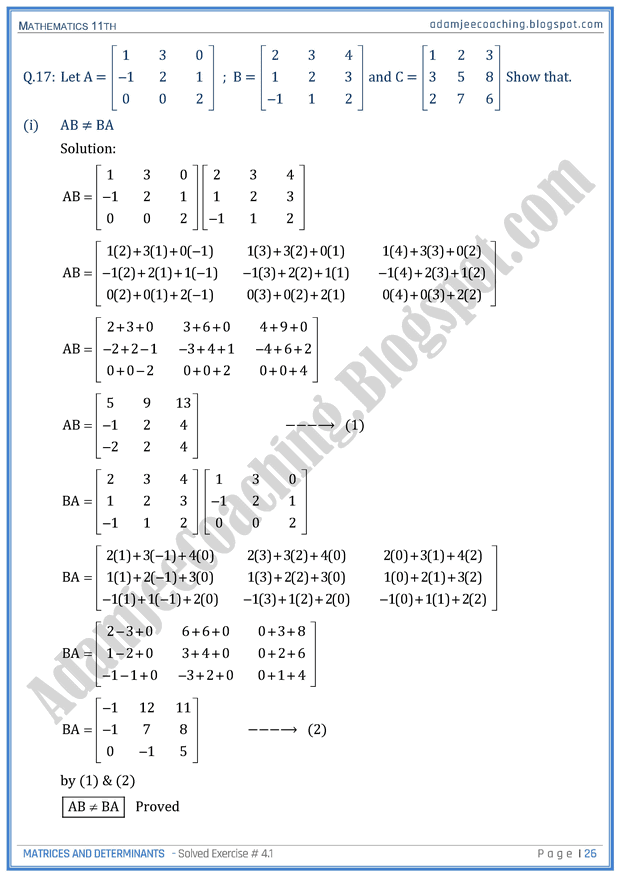 matrices-and-determinants-exercise-4-1-mathematics-11th