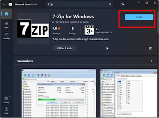 Install Aplikasi 7zip lewat Microsoft Store