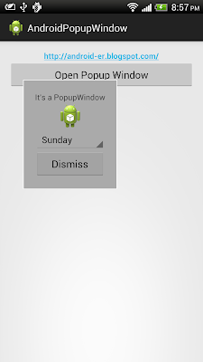 Display Spinner inside PopupWindow