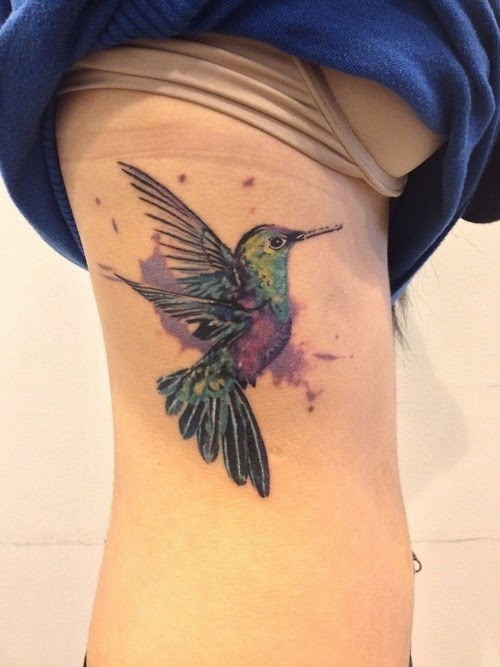 Watercolor Hummingbird Tattoo for Girls