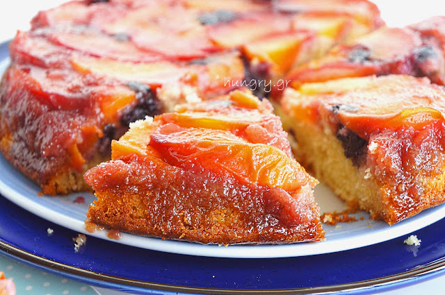 Fresh Peach & Black Grape Upside-Down Cake