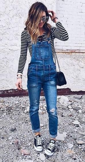 11 COOL DENIM OVERALL SPRING OUTFIT IDEAS FOR COLLEGE