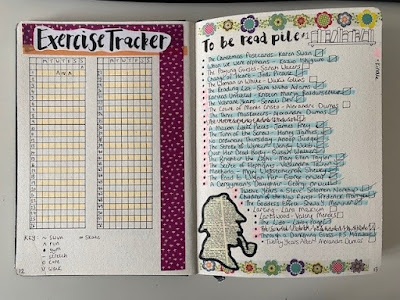 Bullet journal collection pages exercise tracker and to be read list