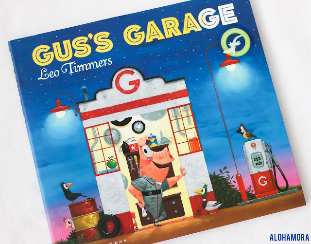 Gus's Garage by Leo Timmers gets 5 out of 5 stars in my book review. Great colorful pictures.  Simple text. Creativity with an engineering/STEM focus.  Fun, animals, building, innovation. Alohamora Open a Book https://alohamoraopenabook.blogspot.com/