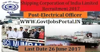 Shipping Corporation of India Limited Recruitment 2017–Electrical Officer