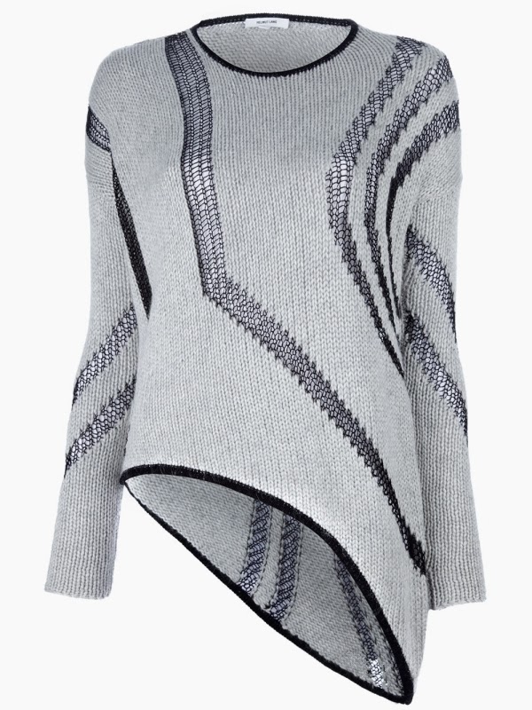 Asymmetrical Grey Printed Sweater