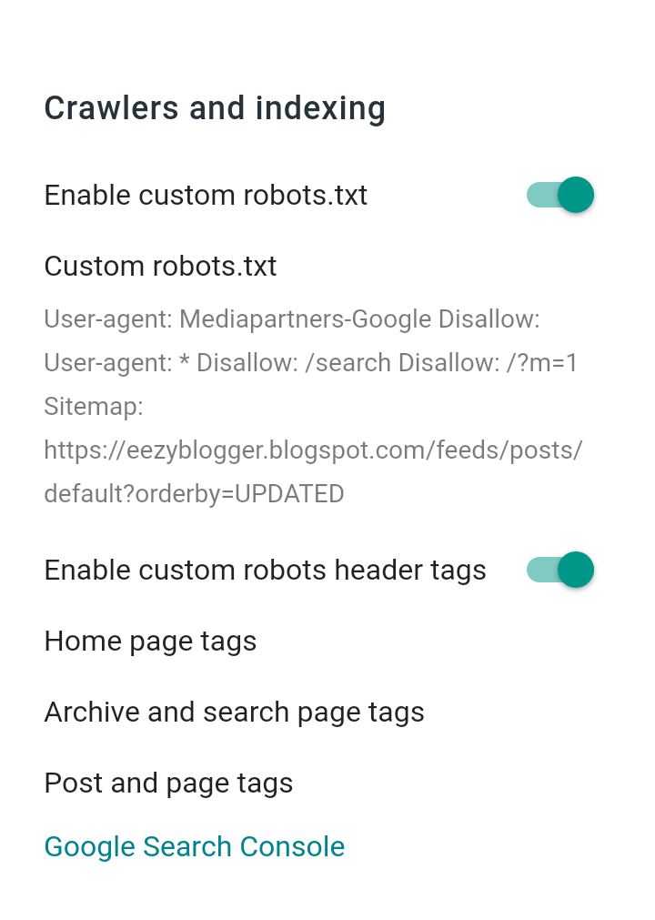 Custom Blogger Robots.txt File