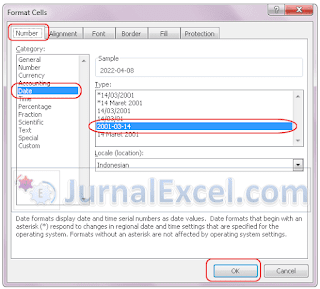 Mengubah Format Tanggal Dengan Format Cells Excel - JurnalExcel.com