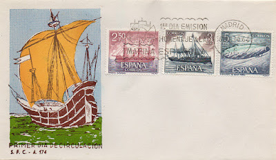 filatelia, sobre, sello, Marina Española, 1964