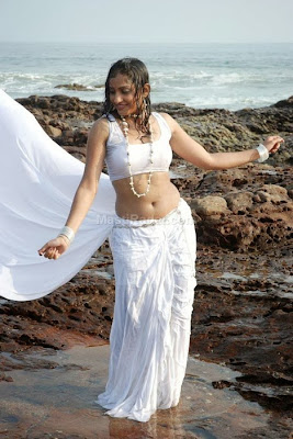 Madhavi+Latha+hot+wet+navel+show+at+beach