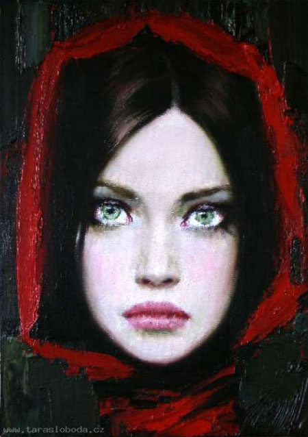 Ukrainian Portrait painter-"Ladies in Red" | Taras Loboda 1961 