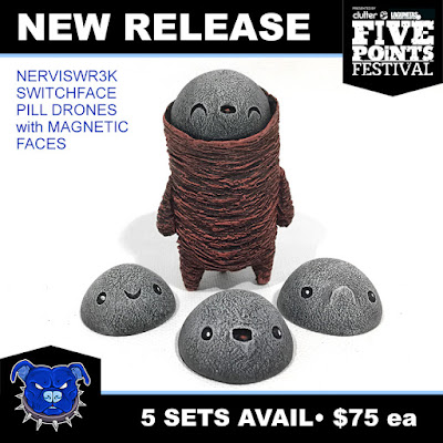 Five Points Festival 2018 Exclusive Red Switchface Pill Drone Resin Figure by Nerviswr3k x Tenacious Toys