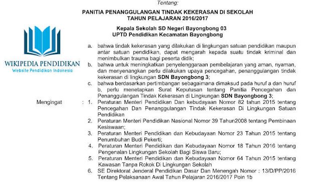 Download Konsep SK Tim Penanggulangan Kekerasan di Sekolah