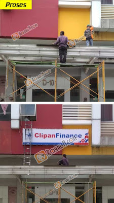 Pemasangan reklame neon box CLIPAN FINANCE, SUMMARECON BEKASI.