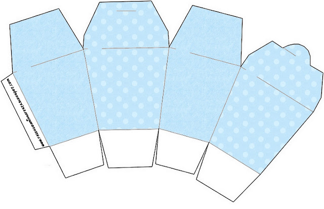 Light Blue with Polka Dots Free Printable Chinese Take Away Box. 