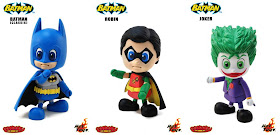 Classic Batman, Robin & The Joker Cosbaby Vinyl Figures by Hot Toys